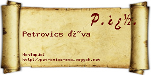 Petrovics Éva névjegykártya