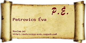 Petrovics Éva névjegykártya